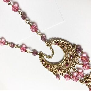 Boutique Bohemian Pink Bead Necklace Costume Jewelry